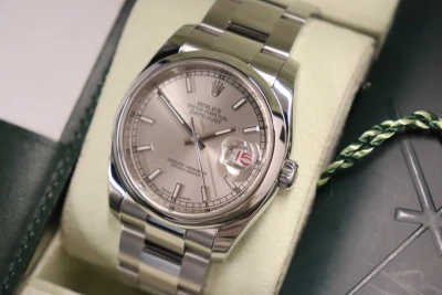 Rolex Datejust 36mm Steel Silver Roulette Dial Oyster 116200 Box & Papers 2007