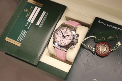 Rolex Cosmograph Daytona Pink Dial Leather strap 116519 Full Set 2007