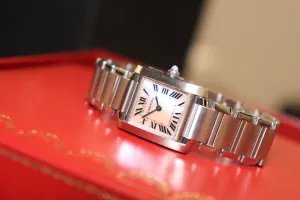Cartier Tank Francaise Ladies Pink MOP 20mm x 25mm Steel 2384 Boxed
