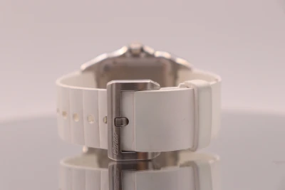 Cartier Santos Midi Stainless Steel 2878 White Rubber Bezel Boxed Circa 2010