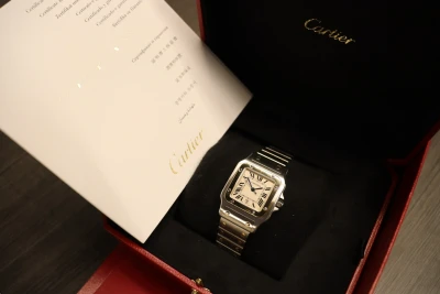 Cartier Santos 29mm 18K Yellow Gold & Stainless Steel 1566 Quartz 2009 B&P