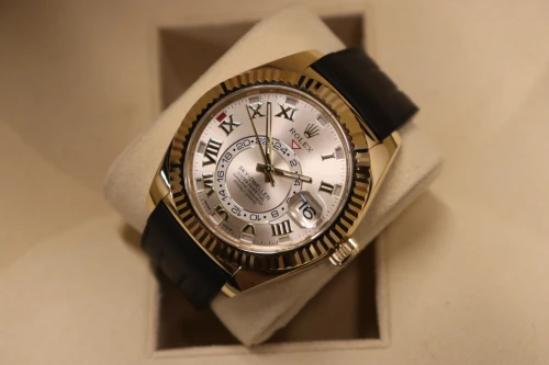Rolex Skydweller 42MM 18K Yellow Gold Leather Strap 326138 Circa 2015 Boxed