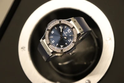 Hublot Big Bang 38mm Steel Blue Dial Diamond Bezel 361.SX.7170.RX B&P 2022