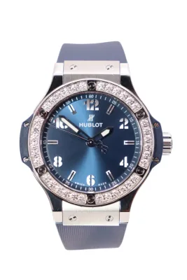 Hublot Big Bang 38mm Steel Blue Dial Diamond Bezel 361.SX.7170.RX B&P 2022