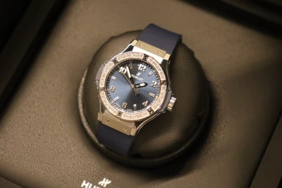 Hublot Big Bang 38mm Steel Blue Dial Diamond Bezel 361.SX.7170.RX B&P 2022