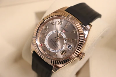 Rolex Skydweller 42MM 18K Rose Gold Sundust Dial 326135 Circa 2017 Boxed