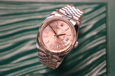 Rolex Datejust 36mm 18ct Steel Pink Wave Dial Jubilee 116234 2015