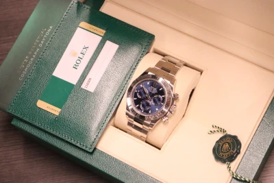 Rolex Cosmograph Daytona 18k White Gold Blue Dial 116519 Box & Papers 2019