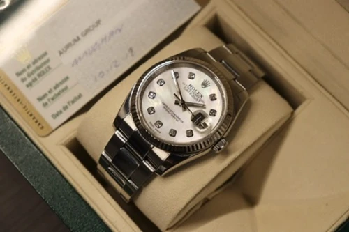 Rolex Datejust 36 Stainless Steel AM Mop Oyster Ref. 116234 2012 Box & Papers