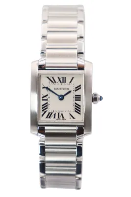 Cartier Tank Francise 24MM White Dial Stainless Steel 3284 B&P 2001