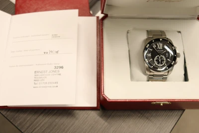 Cartier De Calibre Diver Bracelet Stainless Steel Black Dial 3729 B&P 2016