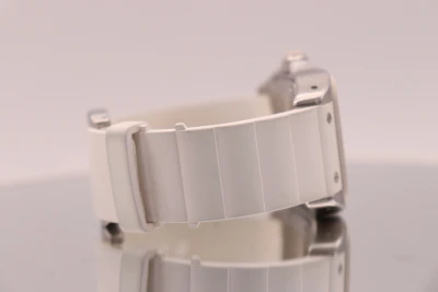 Cartier Santos Midi Stainless Steel 2878 White Rubber Bezel Boxed Circa 2010