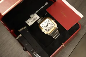 Cartier De Santos Chrono 43mm Steel & 18k Yellow Gold W2SA0008 Box & Papers 2019