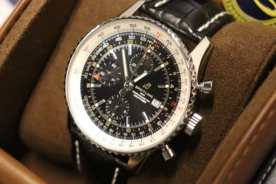 Breitling Navitimer Chronograph Stainless Steel Black Strap B&P 2019