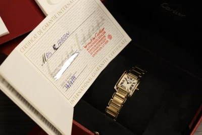 Cartier Tank 26MM W50002N2 18K Yellow Gold Bracelet White Dial B&P 1999