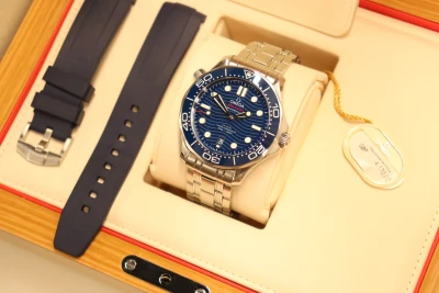Omega Seamaster 300 42MM Coaxial Blue Dial Stainless Steel Box & Papers 2021