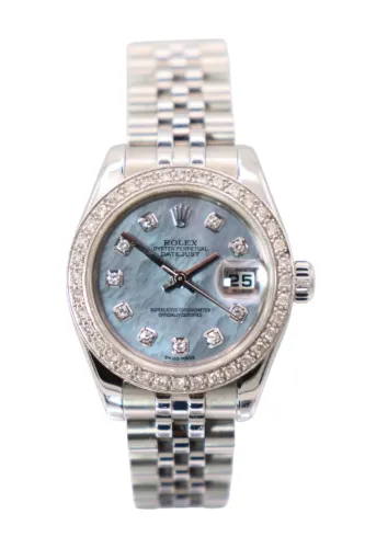 Rolex Datejust 26mm Mother of Pearl Diamond Dial Aftermarket 179174 Bezel B&P 2005