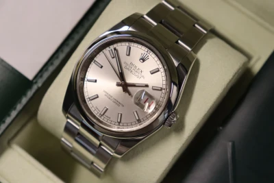 Rolex Datejust 36MM Steel Roulette Silver Dial Oyster 116200 Box & Papers 2007