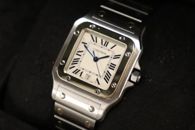 Cartier Santos 18K Yellow Gold & Stainless Steel Quartz 1566 Box & Papers 2009