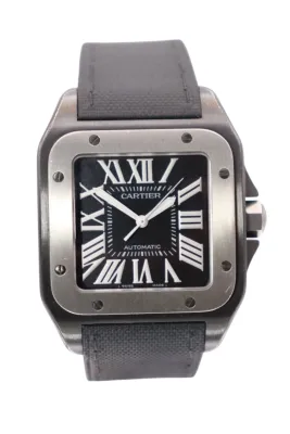 Cartier Santos 100 XL Black PVD Coating Black Kevlar Strap 2656 Boxed Circa 2012
