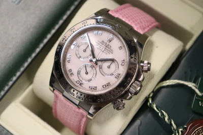 Rolex Cosmograph Daytona Pink Dial Leather strap 116519 Full Set 2007