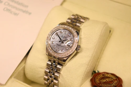 Rolex Datejust 26mm Mother of Pearl Diamond Dial Aftermarket 179174 Bezel B&P 2005