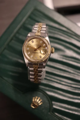 Rolex DateJust Steel & Gold Diamond Dial Fluted 26MM 69173 Boxed Circa 1985