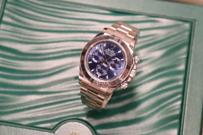 Rolex Cosmograph Daytona 18k White Gold Blue Dial 116519 Box & Papers 2019