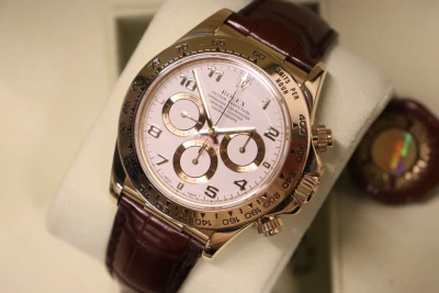 Rolex Daytona Zenith 18K Yellow Gold White Arabic Dial Leather 16518 Circ 1996