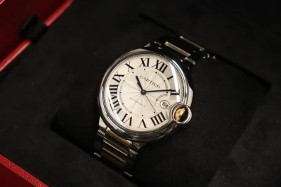 Cartier Ballon Bleu Steel & 18K Gold Auto 3001 Box & Papers 2013
