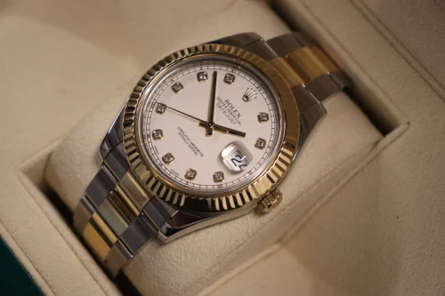 Rolex Datejust II Diamond Dial Steel & 18k Yellow Gold 116333 Boxed Circa 2014