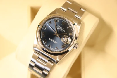 Rolex Datejust 36MM Sainless Steel Blue Roman Numeral Dial Oyster 16200 Circa 2003