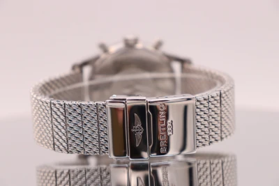 Breitling Chronograph Blue Dial Stainless Steel A41310 Mesh Bracelet Circa 2010