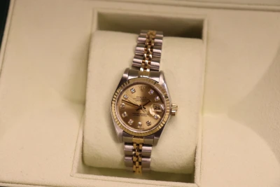 Rolex DateJust Steel & Gold Diamond Dial Fluted 26MM 69173 Boxed Circa 1985