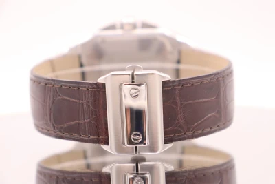 Cartier Santos XL100 Chronograph Steel Leather Strap Box & Paper Circa 2010