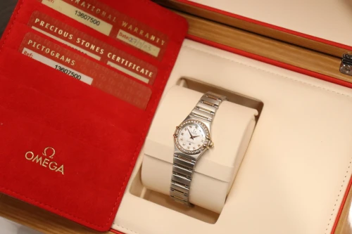 Omega Constellation 18K Rose Gold & Steel Diamond MOP Dial 13607500 B&P 2003