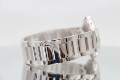 Cartier Ballon Bleu 36MM 18K White Gold Factory Diamond Bezel Box & Papers 2010