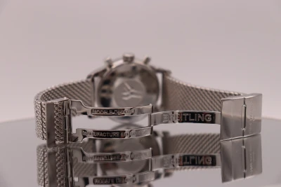 Breitling Chronograph Blue Dial Stainless Steel A41310 Mesh Bracelet Circa 2010