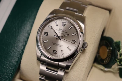 Rolex AirKing 34MM Silver Dial Stainless Steel Oyster 114200 Box & Papers 2018