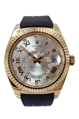 Rolex Skydweller 42MM 18K Yellow Gold Leather Strap 326138 Circa 2015 Boxed