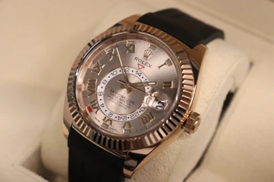 Rolex Skydweller 42MM 18K Rose Gold Sundust Dial 326135 Circa 2017 Boxed