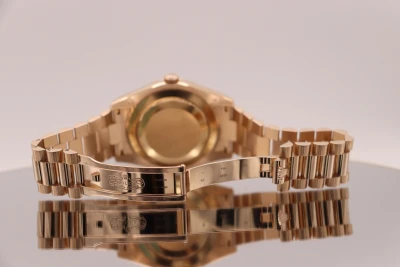 Rolex Day-Date II 18K Rose Gold Diamond 218235 Presidential Bracelet B&P 2012