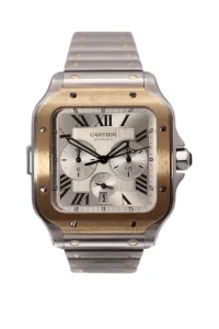 Cartier De Santos Chrono 43mm Steel & 18k Yellow Gold W2SA0008 Box & Papers 2019