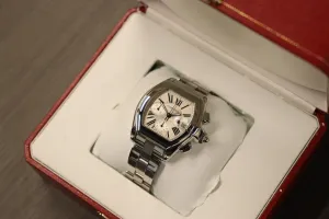 Cartier Roadster XL Chronograph White Dial Steel W62019X6 Boxed Circa 2006