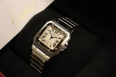 Cartier Santos 29mm 18K Yellow Gold & Stainless Steel 1566 Quartz 2009 B&P