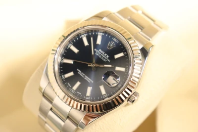 Rolex Date Just II 41mm Blue Baton Dial 116334 Oyster Stainless Steel Circa 2012