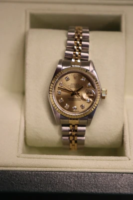 Rolex DateJust Steel & Gold Diamond Dial Fluted 26MM 69173 Boxed Circa 1985