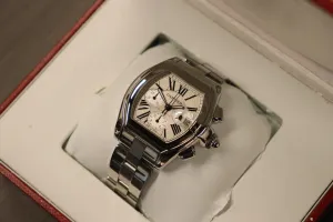 Cartier Roadster XL Chronograph White Dial Steel W62019X6 Boxed Circa 2006