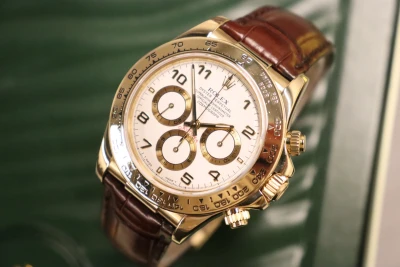 Rolex Daytona Zenith 18K Yellow Gold White Arabic Dial Leather 16518 Circ 1996