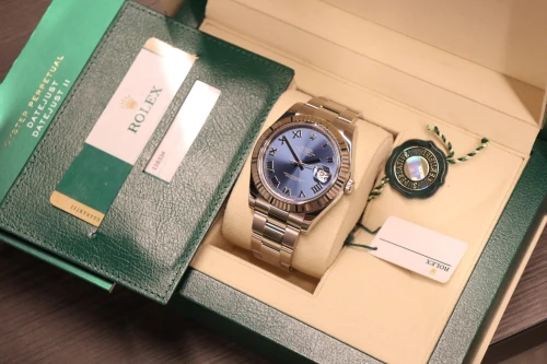 Rolex Datejust II 116334 White Gold Bezel Blue Dial Full Set 2018